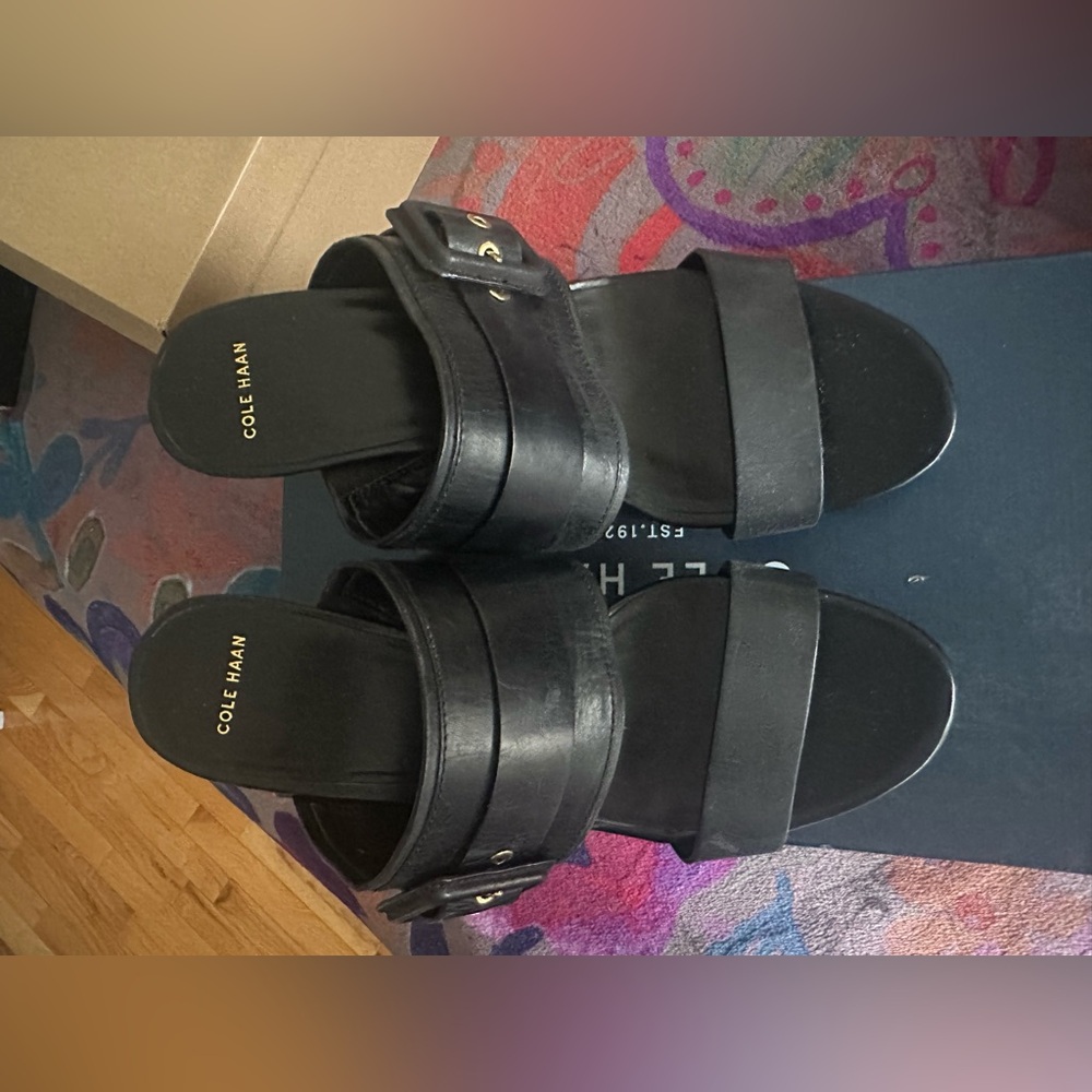 Cole Haan Black Wedge Sandals